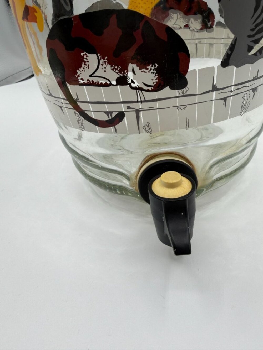 Anchor Hocking Cats on Fence Vintage Beverage Tea Dispenser Glass Gallon Jug - Picture 8 of 11